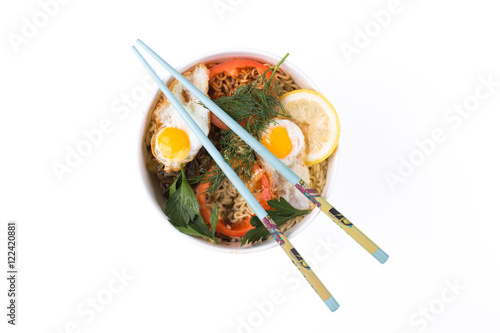 Chinese noodles, Chinese sticks on a white background