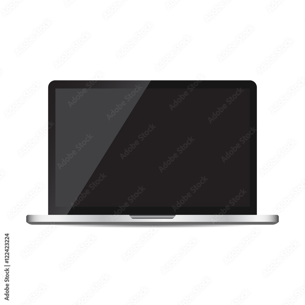 Laptop with black screen flat icon. Computer vector illustration on white background. Laptop with black screen flat icon. Computer vector illustration on white background.