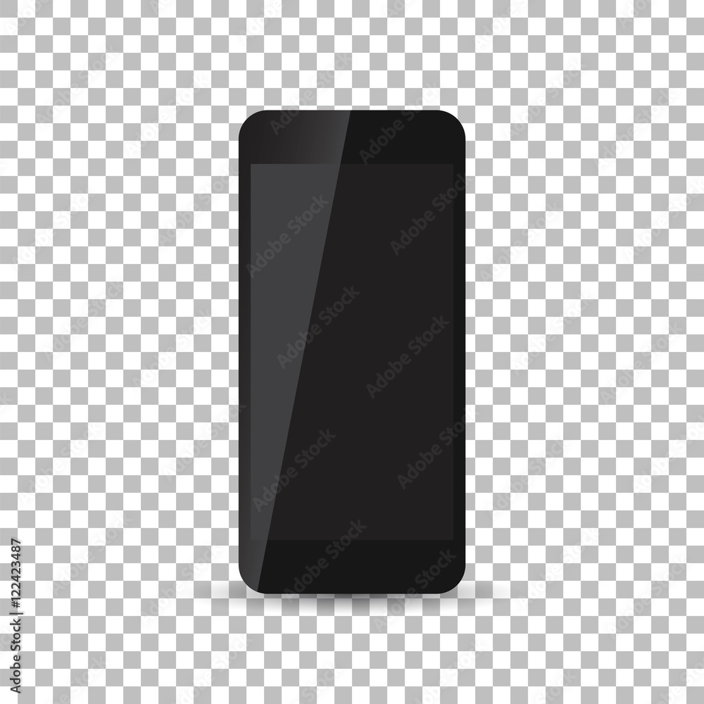 Black realistic smartphone icon on isolated background. Modern simple flat telephone. Vector illustration. Black realistic smartphone icon on isolated background. Modern simple flat telephone. Vector illustration.