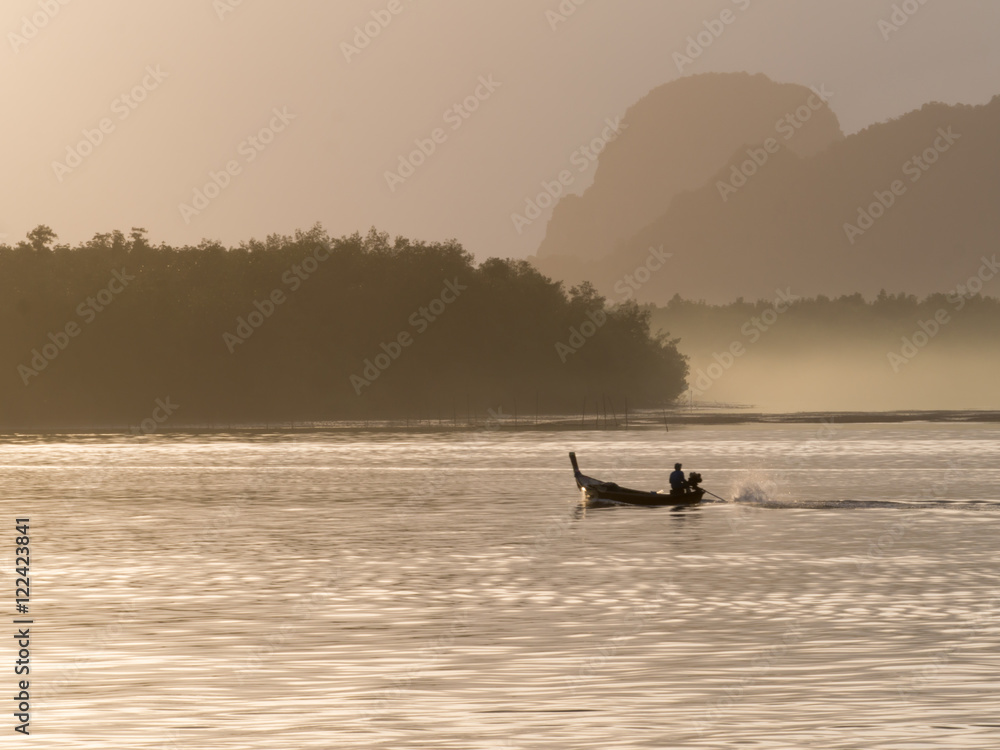 Longtail Boat at Samchong-tai, Phang, Thailand.