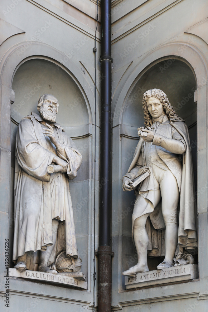 Galilei and Micheli Statues Florence Italy