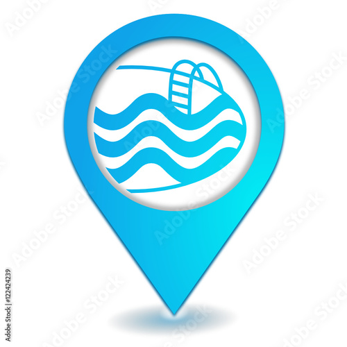 symbole piscine géolocalisation bleu