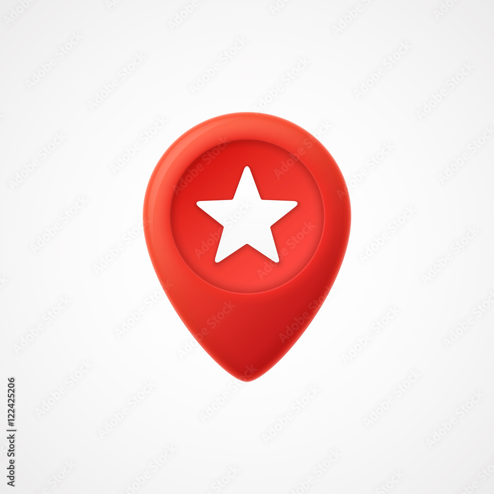 3d Map pointer with star icon. Map Markers. Vector illustration 3d Map pointer with star icon. Map Markers. Vector illustration