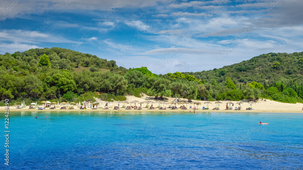 Koukounaries Beach, Skiathos Island, Greece. It is one of the best Greek beaches.