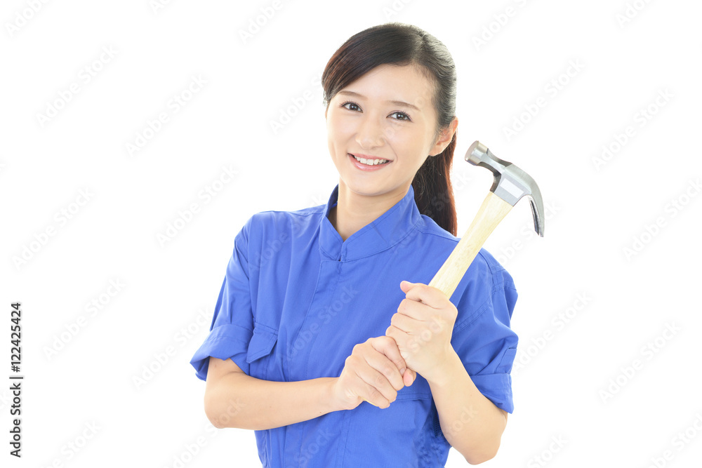 笑顔の女性労働者 笑顔の女性労働者