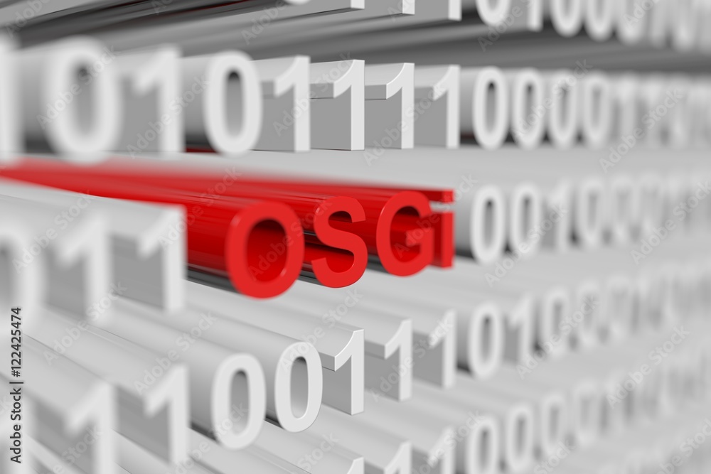 OSGi as a binary code with blurred background 3D illustration