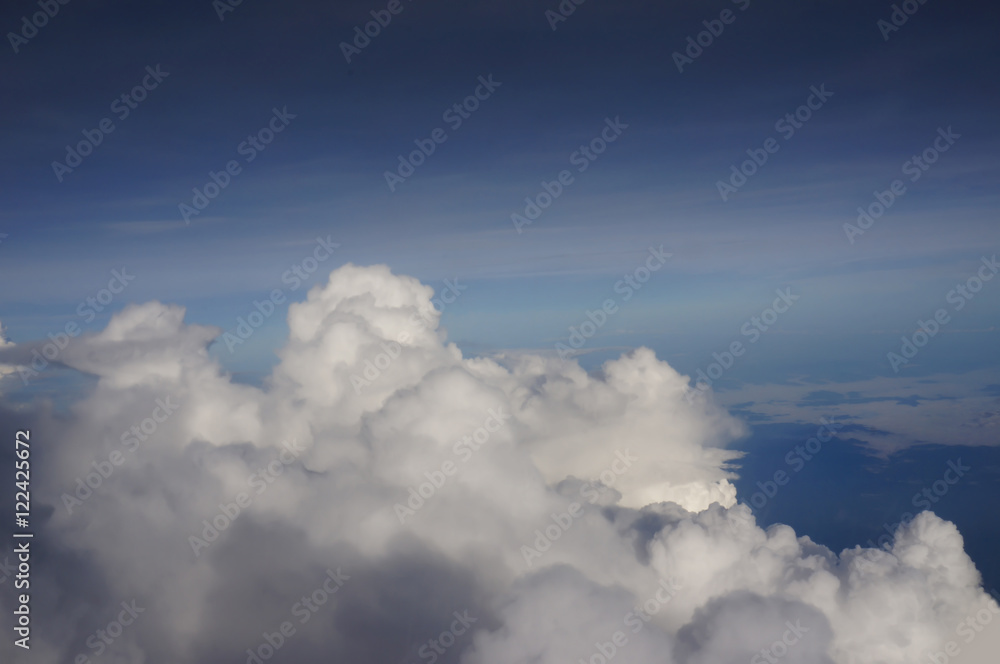 Aerial view white cloud with background blue sky Aerial view white cloud with background blue sky