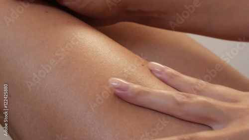 Wallpaper Mural Body cream applying on female tanned legs with hands 4K 2160p 30fps UHD footage - Close-up woman health care with milky lotion on skin 3840X2160 UltraHD video  Torontodigital.ca