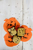 Brownie Chocolate Chip Cookies on Pumpkin Napkins Halloween