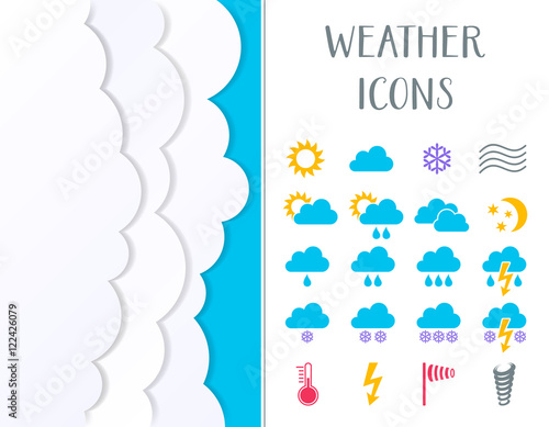Colorful vector weather icons collection
