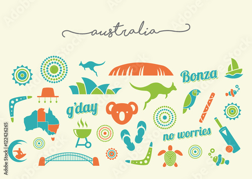 Australia icon set - vector illustrations
