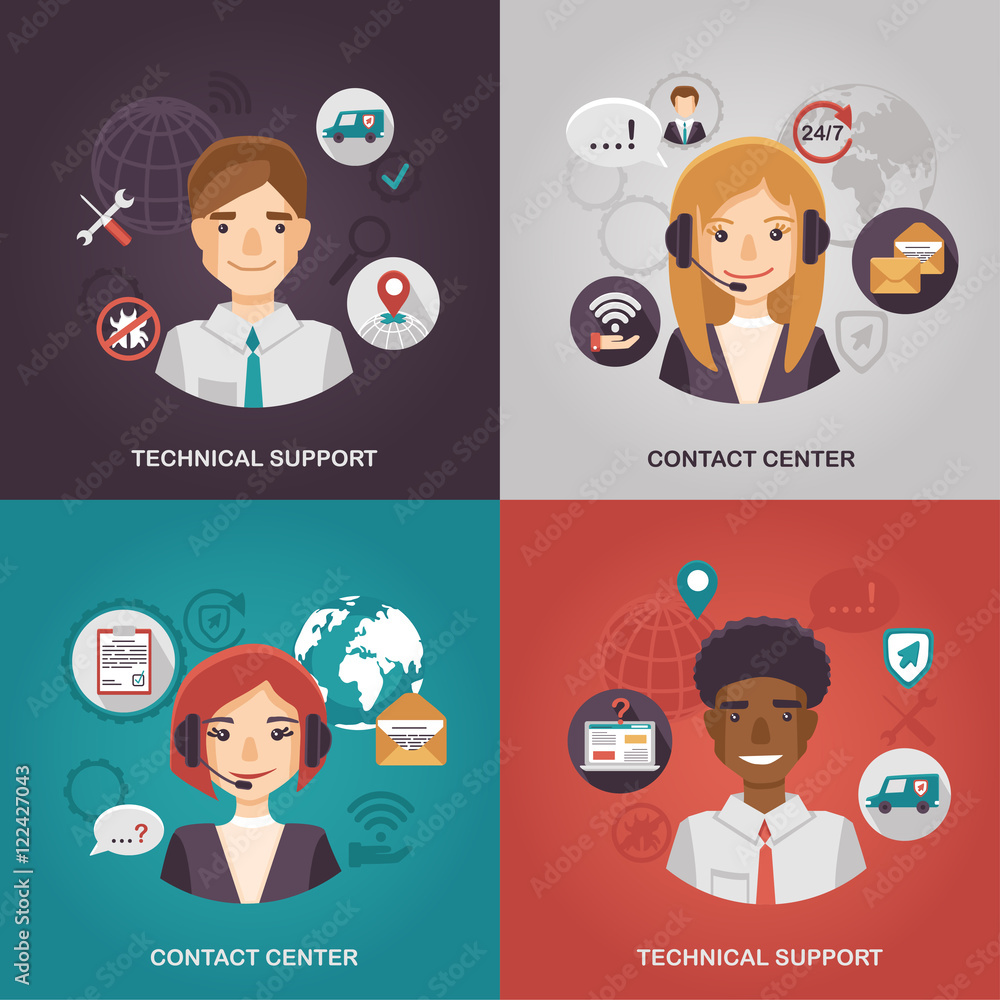 Illustrations for technical support and contact center Illustrations for technical support and contact center