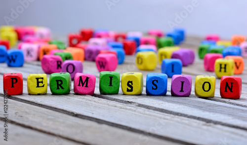Permission word on table