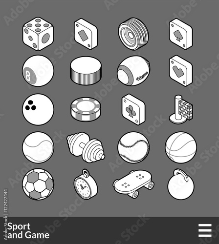 Isometric outline icons set