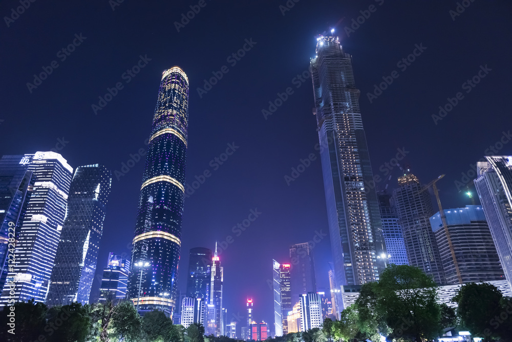 Guangzhou city in China at night