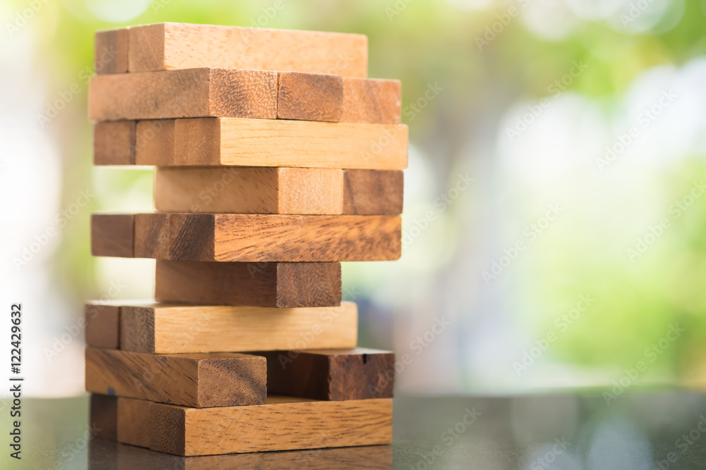 Wood blocks stack game, background concept Wood blocks stack game, background concept
