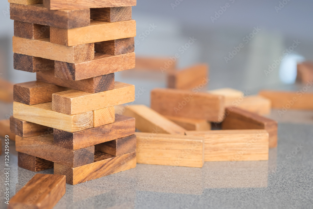 Wood blocks stack game, background concept Wood blocks stack game, background concept