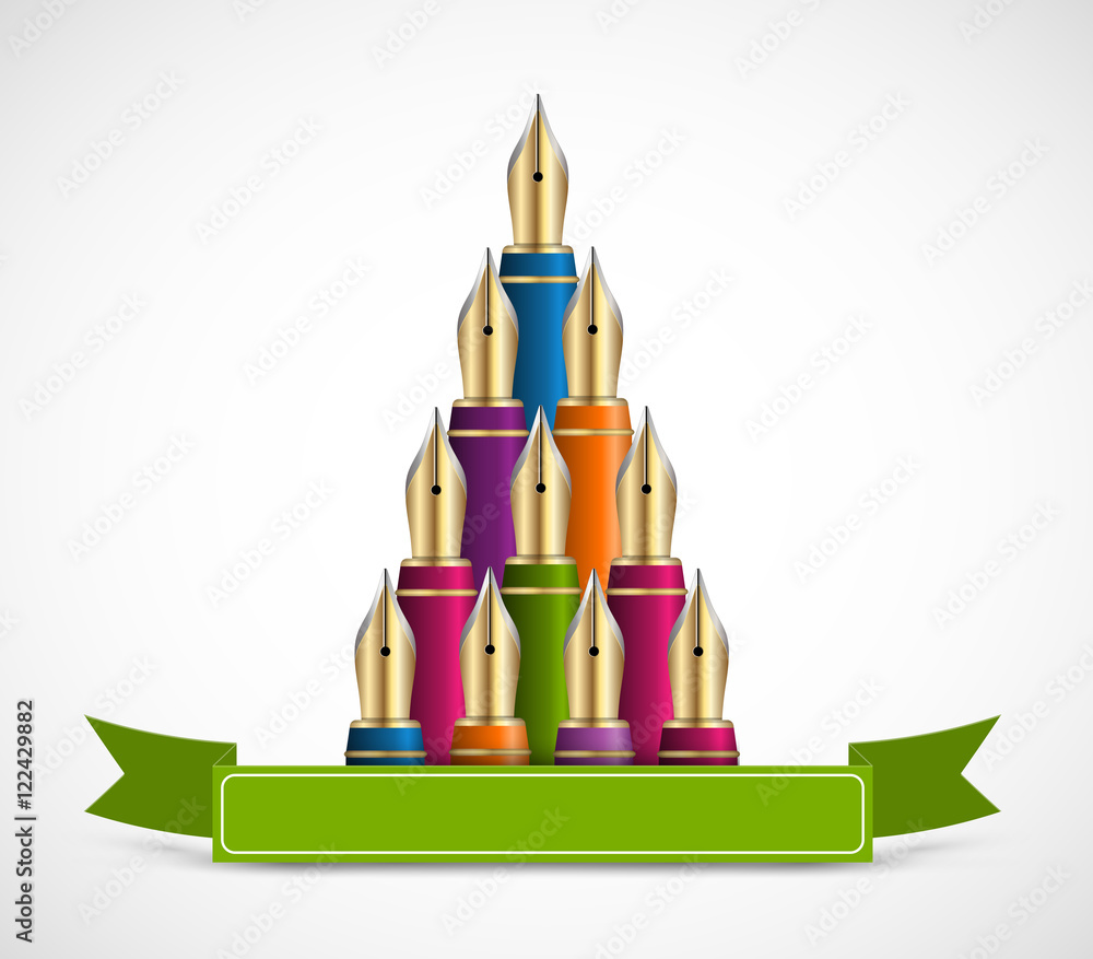 Obraz premium Christmas tree of colored ink pen. Background greeting card.