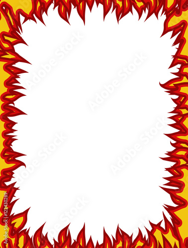 Fire frame. Flames on edges. Flame background
