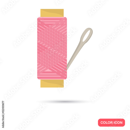 Spool of thread and needle color flat icon