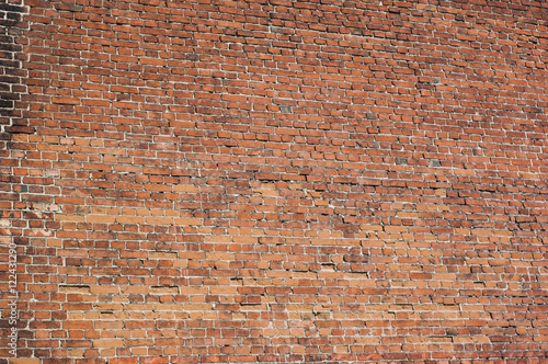 Abstract: A large wall of old red bricks.