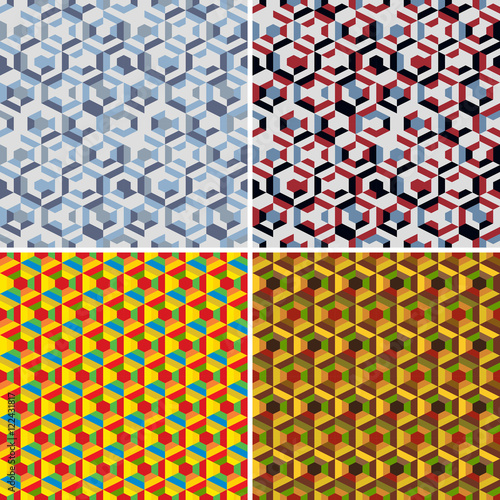 Tableau sur toile Set of seamless hexagonal patterns