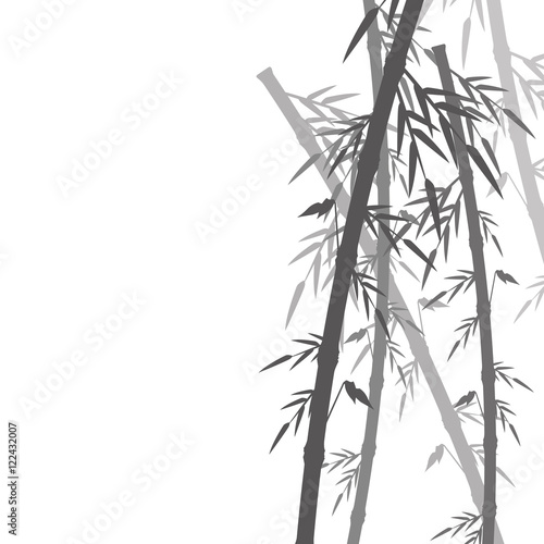 Bamboo trunk with leaves icon. Nature plant decoration and asia theme. Silhouette design. Vector illustration