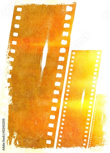 Vintage films strip frame with flames and fire effect.