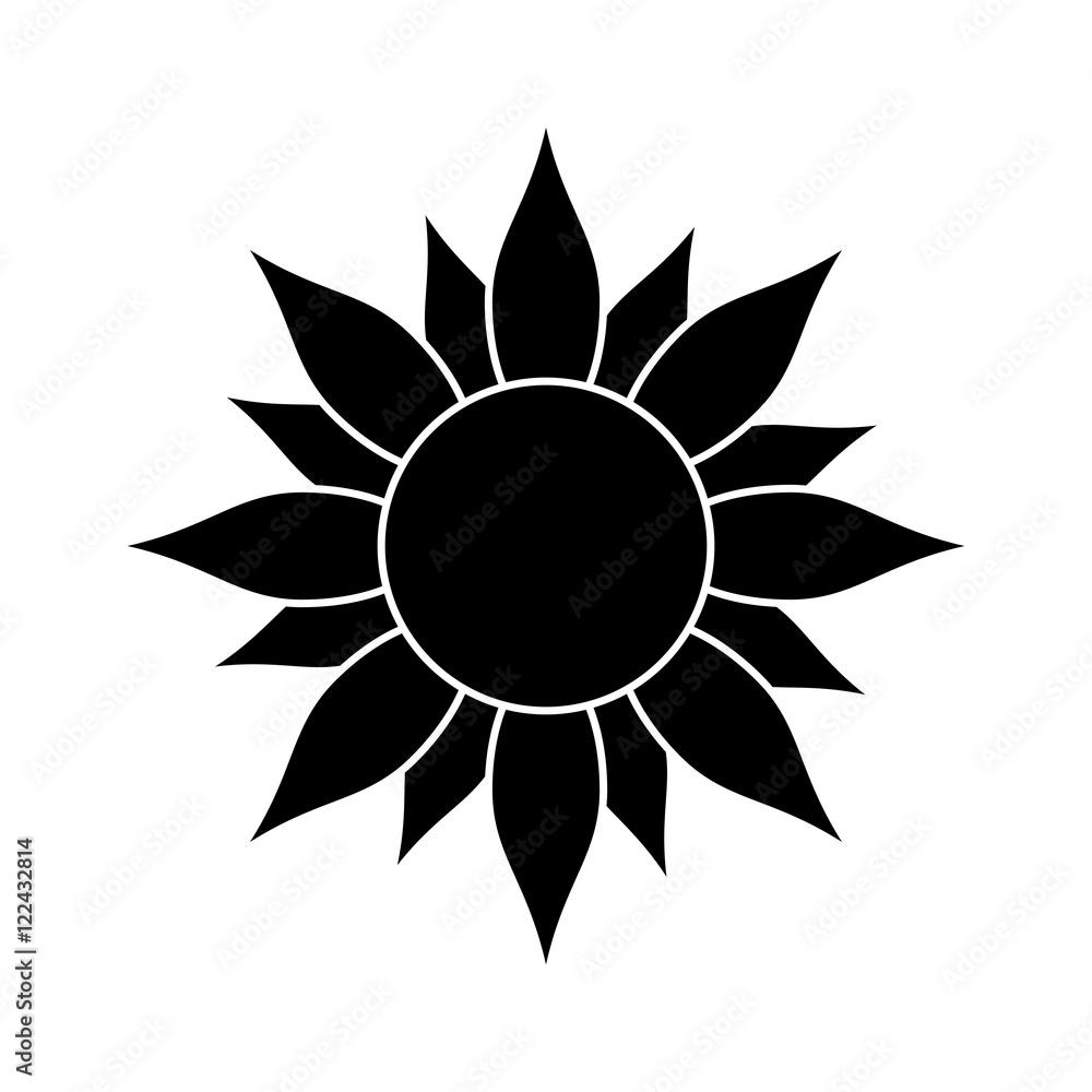 Abstract sun icon. Summer nature and tropical theme. Isolated design. Vector illustration