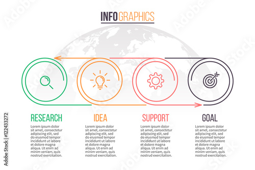 Business infographics. Timeline with 4 steps. Vector template.