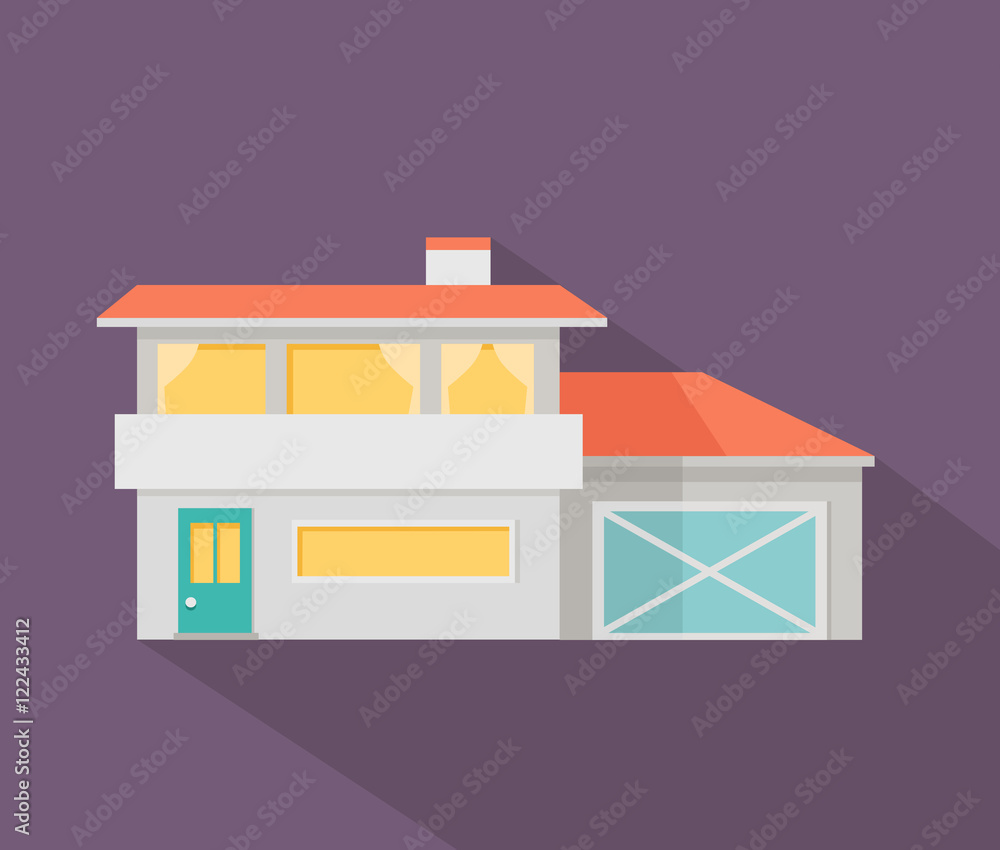 Happy House with Terrace Banner Poster Template. Happy House with Terrace Banner Poster Template.