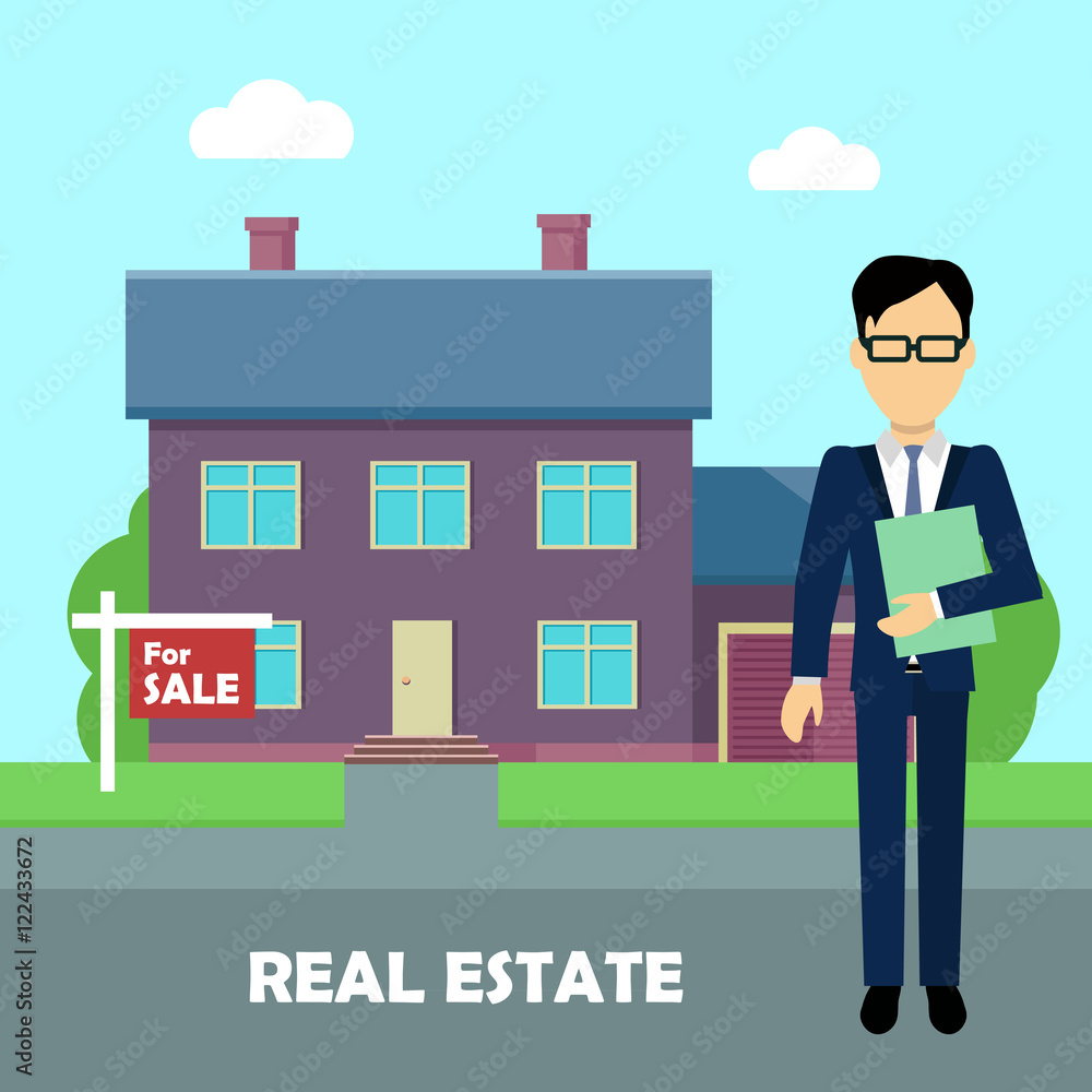 Real Estate Concept Illustration in Flat Design. Real Estate Concept Illustration in Flat Design.