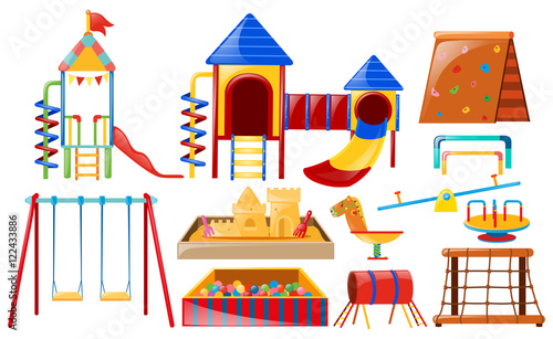 Different kinds of playstations at playground