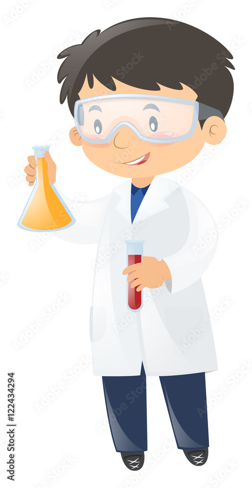 Fototapeta premium Scientist holding two beakers