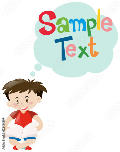 Template design with boy reading book