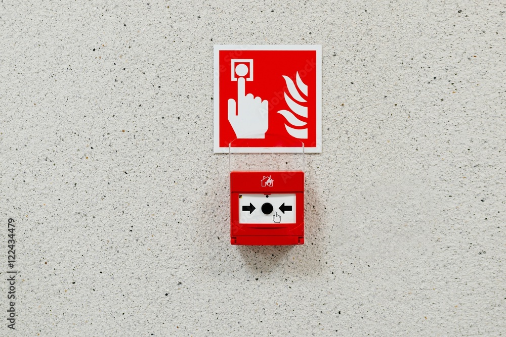 Red fire alarm button
