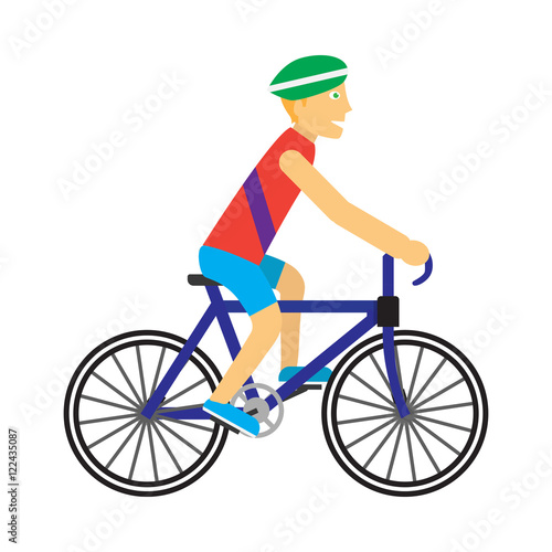 Biker with Bicycle Vector in Flat Design