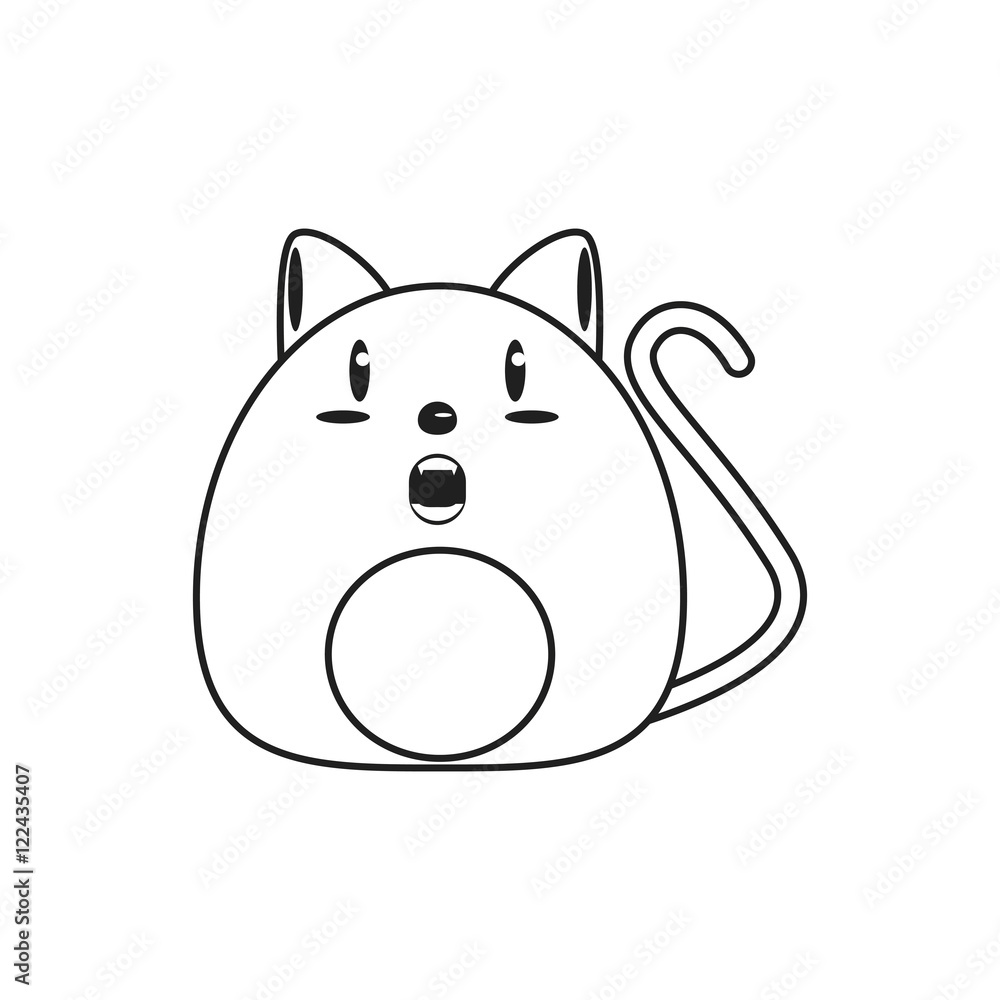Cat cartoon icon. Animal kawaii and character theme. Isolated and silhouette design. Vector illustration Cat cartoon icon. Animal kawaii and character theme. Isolated and silhouette design. Vector illustration