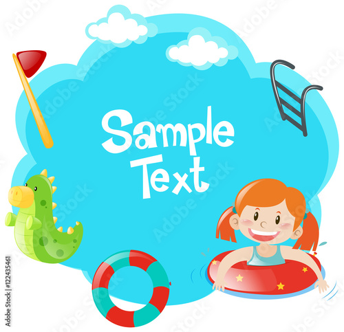 Border template with girl swimming