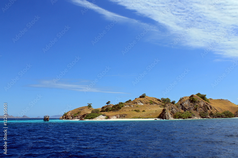 Komodo National Park, Viewed from the Water. Nusa Tenggara, Indonesia. Komodo National Park, Viewed from the Water. Nusa Tenggara, Indonesia.