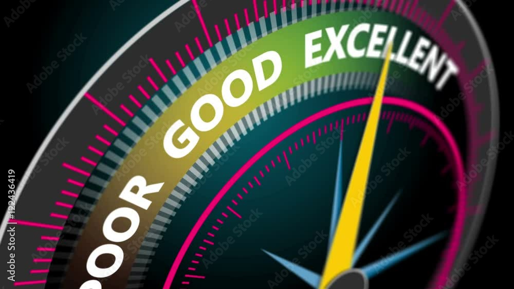 Compass needle pointing the word excellence, motion blur. 4K business concept animation seamless loop. Compass needle pointing the word excellence, motion blur. 4K business concept animation seamless loop.
