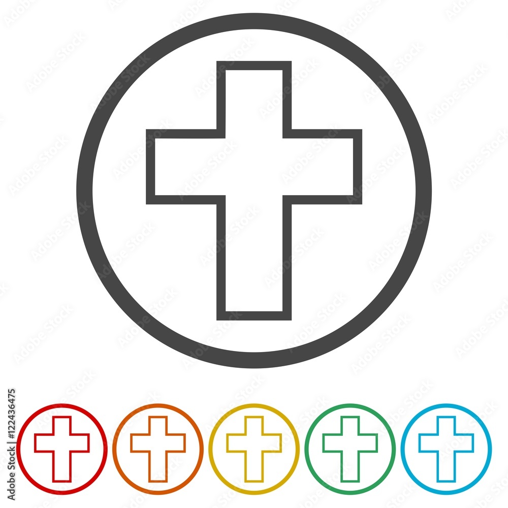 Religion cross icon in circle Religion cross icon in circle