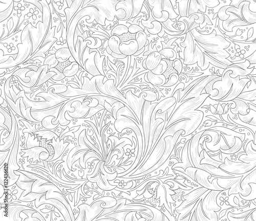 Modern fabric design pattern. Desktop wallpaper. Background. Floral pattern for your design. Illustration. Modern seamless pattern for interior decoration, wrapping paper, graphic design and textile. © ptashca