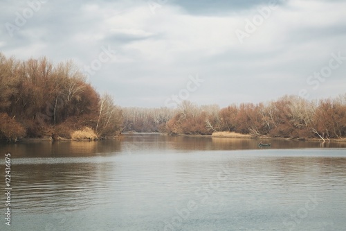 Lakeside autumn landscape