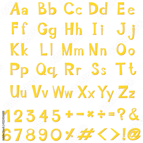 Alphabet design in yellow color