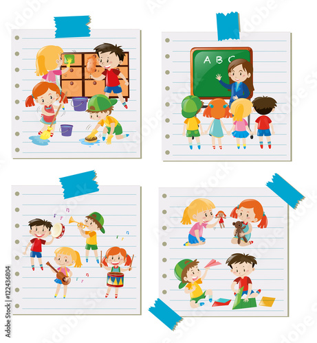 Children doing different activities together