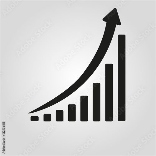 Vertical bar graph, diagram representing growth icon.