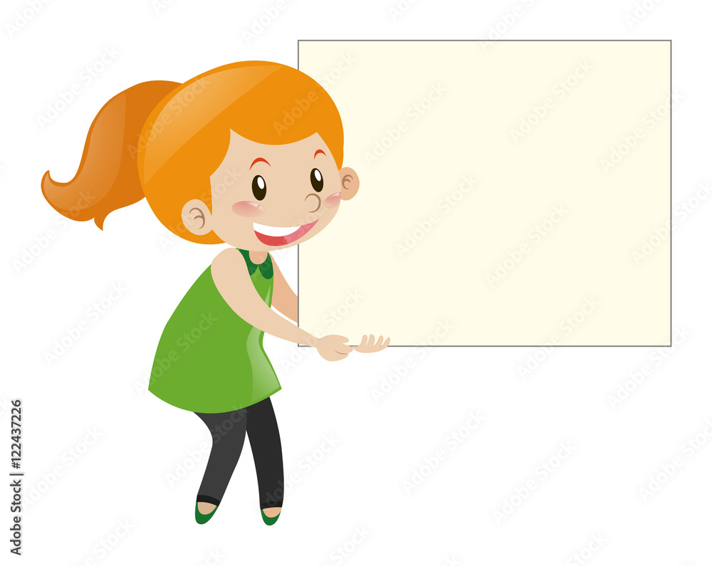 Little girl with white board Little girl with white board