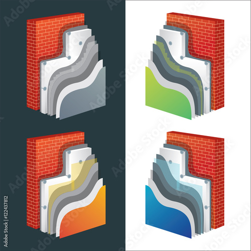 Thermal Insulation. Polystyrene Isolation Vector Set