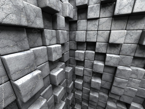 Concrete cubes chaotic pattern wall background